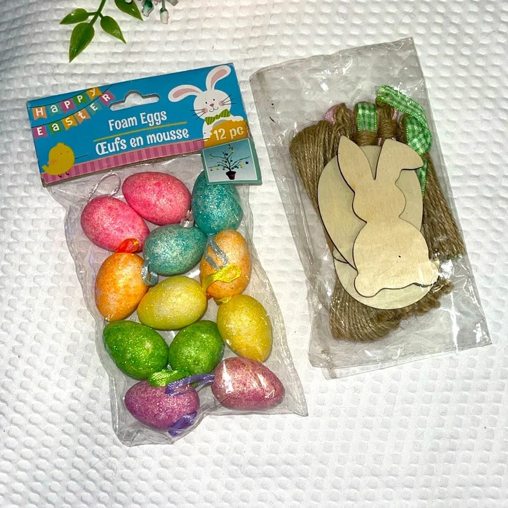 Easter Egg Ornaments w Loops Multicolor Glitter Mini-Eggs Foam 12/Pk & Craft
